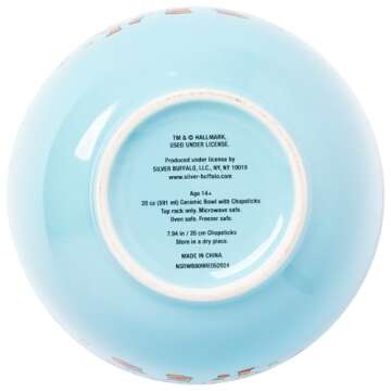 Silver Buffalo Rainbow Brite and Twink Ceramic Ramen Noodle Rice Bowl with Chopsticks and Spoon, Microwave Safe, 20 Ounces