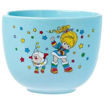 Silver Buffalo Rainbow Brite and Twink Ceramic Ramen Noodle Rice Bowl with Chopsticks and Spoon, Microwave Safe, 20 Ounces