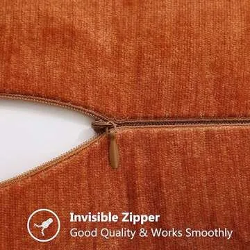 decorUhome Chenille Soft Throw Pillow Covers 18x18 Set of 2, Farmhouse Velvet Decorative Pillow Covers with Stitched Edge for Couch Sofa Bed, Rust