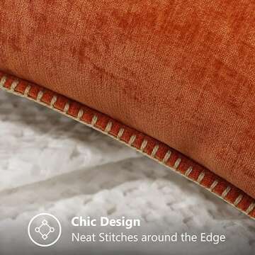 decorUhome Chenille Soft Throw Pillow Covers 18x18 Set of 2, Farmhouse Velvet Decorative Pillow Covers with Stitched Edge for Couch Sofa Bed, Rust