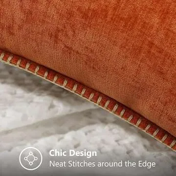 decorUhome Chenille Soft Throw Pillow Covers 18x18 Set of 2, Farmhouse Velvet Decorative Pillow Covers with Stitched Edge for Couch Sofa Bed, Rust