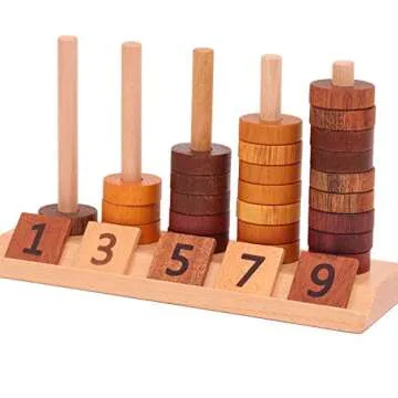 Agirlgle Wooden Montessori Toy Counting Toys for Kids Mathematics Math Toys, Counting Toys Number Blocks Shape Sorter Number Early Preschool Teaching Tool Toddler Learning Toys for Age 2 up