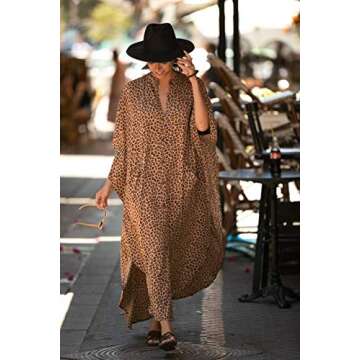 RanRui Caftan Women's plus size Swimsuit Cover Up kaftan Dress Oversized batwing sleeve Long Beach Dress Maxi Length Vibrant Colors mumu Dresses caftans lounge wear mrs roper cosutium 80‘s dresses