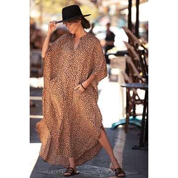 RanRui Caftan Women's plus size Swimsuit Cover Up kaftan Dress Oversized batwing sleeve Long Beach Dress Maxi Length Vibrant Colors mumu Dresses caftans lounge wear mrs roper cosutium 80‘s dresses