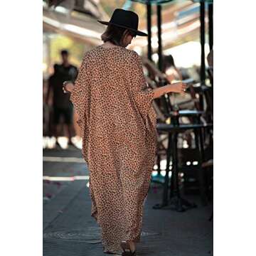 RanRui Caftan Women's plus size Swimsuit Cover Up kaftan Dress Oversized batwing sleeve Long Beach Dress Maxi Length Vibrant Colors mumu Dresses caftans lounge wear mrs roper cosutium 80‘s dresses
