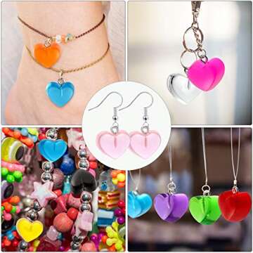 Hicarer Colorful Love Heart Charms for DIY Jewelry
