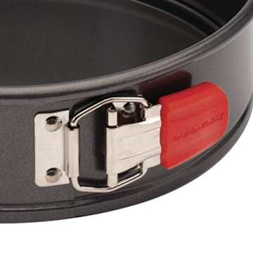 Rachael Ray Oven Lovin' Nonstick Bakeware Springform Baking Pan With Grips / Nonstick Springform Cake Pan With Grips / Nonstick Cheesecake Pan With Grips, Round - 9 Inch, Gray