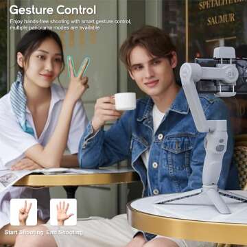 Zhiyun Smooth Q3, 3-Axis Gimbal Stabilizer for Smartphone with Fill Light and Tripod, Auto Inception Dolly-Zoom Time-Lapse, Portable and Foldable, Gesture Control, Android and iPhone Gimbal