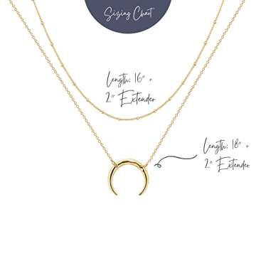 Ava Riley Necklace for Women, 14K Gold-Plated Dainty Choker, 2 Piece Sets - Moon Pendant Necklaces for Women, Trendy Beach Jewelry