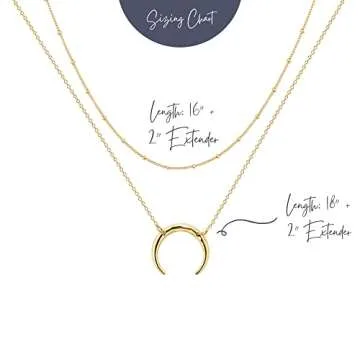 Ava Riley Necklace for Women, 14K Gold-Plated Dainty Choker, 2 Piece Sets - Moon Pendant Necklaces for Women, Trendy Beach Jewelry