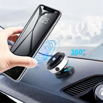 Joyye 360° Rotatable Car Magnetic Phone Holder, Electric Vacuum Magnetic Car Phone, Mount with Suction Cup, Suitable for Smooth and Flat Surfaces, Compatible with Magsafe iPhone (Silver)