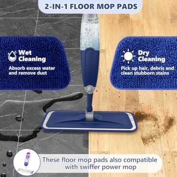 Effortless Ergonomic Spray Mop with Microfiber Pads and Refillable Tank