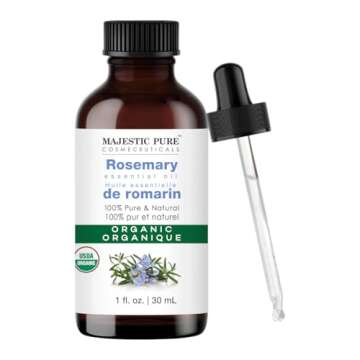 Majestic Pure Organic Rosemary Essential Oil - 100% Pure & Premium Rosemary Oil for Hair Growth, Skin, Face, Aromatherapy & Diffuser - 1 fl oz | Perfect Organic Rosemary Oil for Hair Growth
