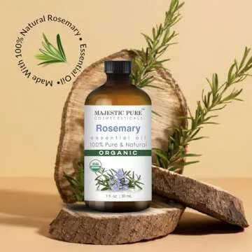 Majestic Pure Organic Rosemary Essential Oil - 100% Pure & Premium Rosemary Oil for Hair Growth, Skin, Face, Aromatherapy & Diffuser - 1 fl oz | Perfect Organic Rosemary Oil for Hair Growth