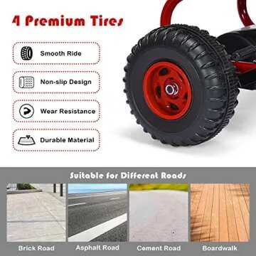 HONEY JOY Kids Go Kart with Adjustable Seat and Safety Features