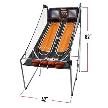Franklin Sports Basketball Arcade Shootout - Indoor Electronic Double Basketball Hoop Game - Dual Hoops Pro Basketball Shooting with Electronic Scoreboard + (4) Basketballs - 2 Player Shooting Game