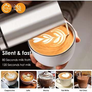 Milk Frother, 4 in1Electric Milk Steamer Stainless Steel, 10oz Automatic Hot and Cold Foam Maker with Buzzer Reminder, for Coffee, Latte, Cappuccinos, Macchiato, Hot Chocolate