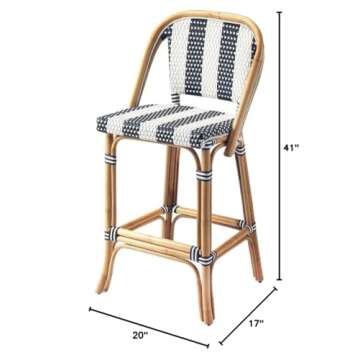 Lila 28" High Bar Stool - Chic Blue and White Design