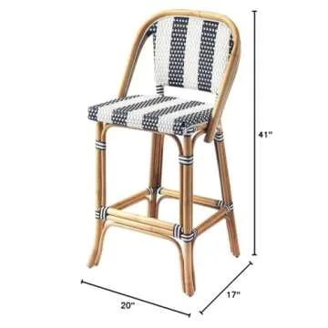 Lila 28" High Bar Stool - Chic Blue and White Design