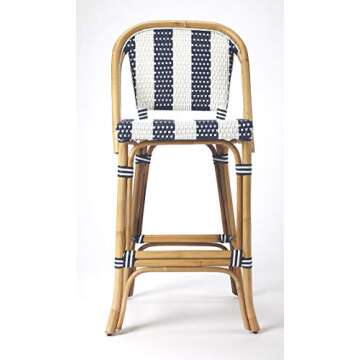Lila 28" High Bar Stool - Chic Blue and White Design