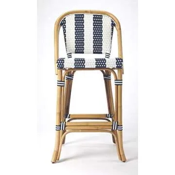 Lila 28" High Bar Stool - Chic Blue and White Design