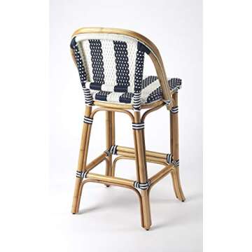 Lila 28" High Bar Stool - Chic Blue and White Design