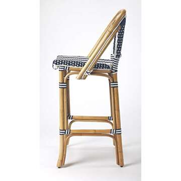 Lila 28" High Bar Stool - Chic Blue and White Design