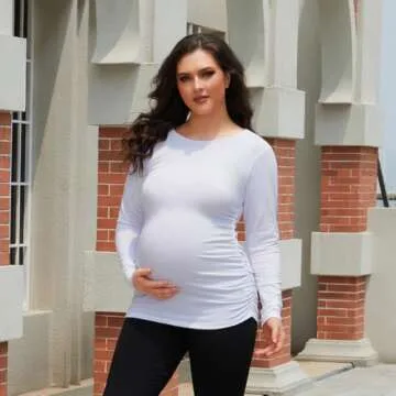 Bhome Maternity Shirt Long Sleeve Basic Top for Women