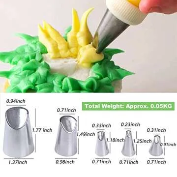 Suuker Rose Flower Piping Tips Set, Stainless Steel Chrysanthemum Nozzles, Crinkle Cream Laminating Nozzle Cupcake Pastry Tool For Decorating Cake Tulip Pastry Nozzle Baking Forms Pastry (5 Pieces)