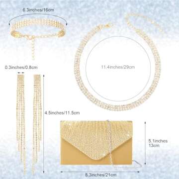 Hicarer 5 Pcs Women Accessories Including Shawls and Wraps, Evening Bag Clutch Purses, Rhinestone Je...