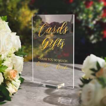 UNIQOOO 3" Clear Acrylic Stand | 10 Pack 3mm Slot Wedding Sign Holders, Perfect for Wedding, Table N...