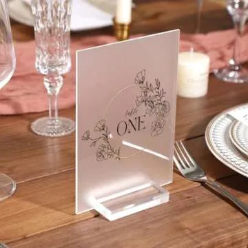 UNIQOOO 3" Clear Acrylic Stand | 10 Pack 3mm Slot Wedding Sign Holders, Perfect for Wedding, Table Number, Exhibition, Office, Restaurant, Business