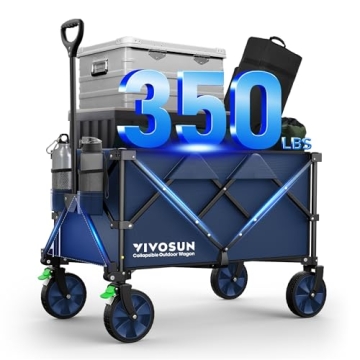VIVOSUN Collapsible Folding Wagon, 350 lb Load-Bearing Outdoor Utility Cart with Silent Universal Wh...
