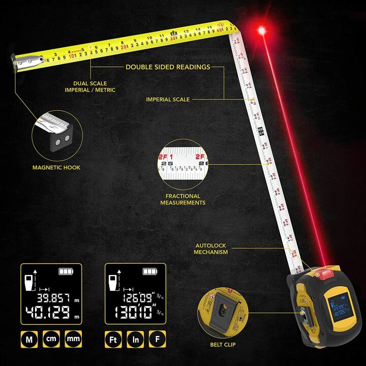 LEXIVON 2 in 1 Digital Laser Tape Measure