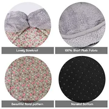 Cat Tent, 2-in-1 Pet Bed House,laamei Self- Warming Cat Kitten Puppy Cave Basket with Removable Cushion Cover Two Way Conversion Triangle Cat Bed House Large Grey 15 * 15 inches