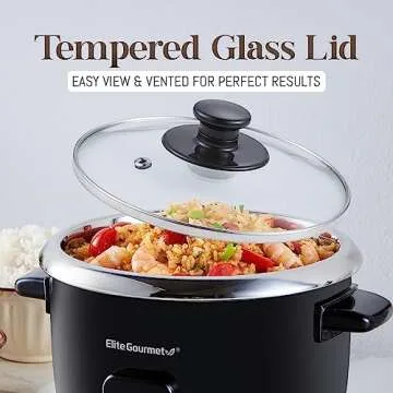 Elite Gourmet 6-Cup Electric Rice Cooker Stainless Steel