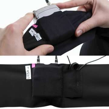 URSA Waist Strap - Ultra Slim, Breathable & Stretchy Microphone Transmitter Straps. Compatible with Most Transmitter/Receivers (Black, Large Waist - Small Pouch)