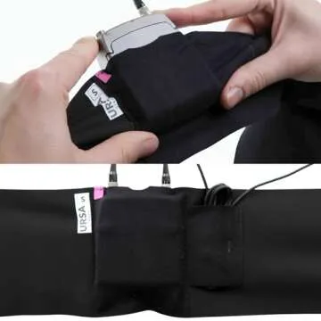 URSA Waist Strap - Ultra Slim, Breathable & Stretchy Microphone Transmitter Straps. Compatible with Most Transmitter/Receivers (Black, Large Waist - Small Pouch)