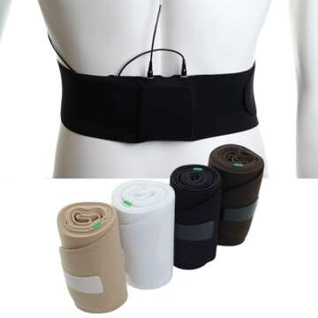 URSA Waist Strap - Ultra Slim, Breathable & Stretchy Microphone Transmitter Straps. Compatible with Most Transmitter/Receivers (Black, Large Waist - Small Pouch)