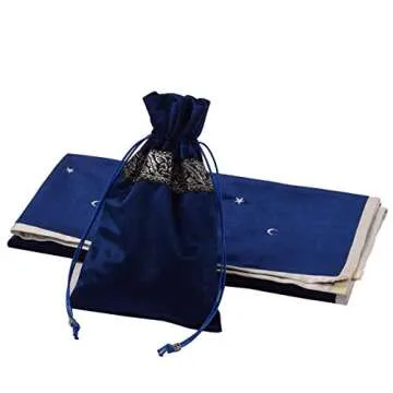BLESSUME Altar Tarot Card Table Cloth with Tarot Bag Divination Wicca Velvet (Blue 2)