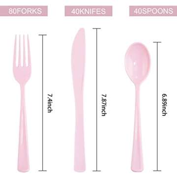 WDF Heavy Duty Pink Plastic Silverware Set for Events
