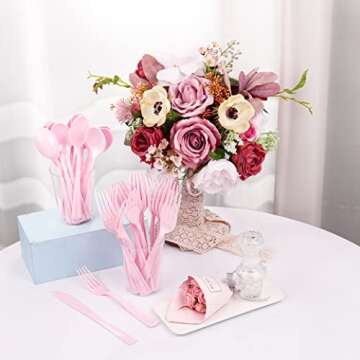 WDF Heavy Duty Pink Plastic Silverware Set for Events