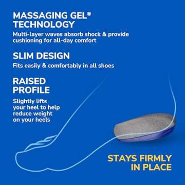 Dr. Scholl's Heel Cushions with Massaging Gel Advanced // All-Day Shock Absorption and Cushioning to Relieve Heel Discomfort (for Women's 6-10, Also Available for Men's 8-13)