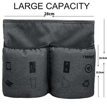 riemot Luggage Travel Cup Tablet Holder - Hold Books Passports Tickets Water Bottles - Fits Roll on Suitcase Handles - Gifts for Flight Attendants Travelers Accessories Grey