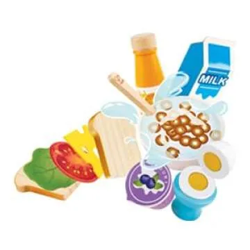 Hape Delicious Wooden Breakfast Playset| Pretend Play with Toy Spoon| Educational Wooden Kitchen Toy...