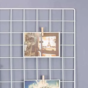Kaforise Wire Wall Grid Panel, Wire Photo Hanging Display and Wall Storage Organizer, 10 Clips and 2 Nails Offered, Set of 1, Size 17.7" x 37.4", White