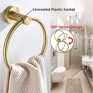 Nestling Toilet Paper Holder Hand Towel Ring, Stainless Steel Tissue Paper Roll Holder Dispenser Wall Mount Bathroom Hardware Accessories 2 Pieces Set