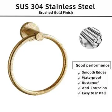 Nestling Toilet Paper Holder Hand Towel Ring, Stainless Steel Tissue Paper Roll Holder Dispenser Wall Mount Bathroom Hardware Accessories 2 Pieces Set