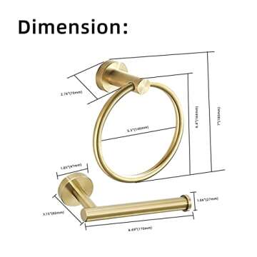 Nestling Toilet Paper Holder Hand Towel Ring, Stainless Steel Tissue Paper Roll Holder Dispenser Wall Mount Bathroom Hardware Accessories 2 Pieces Set