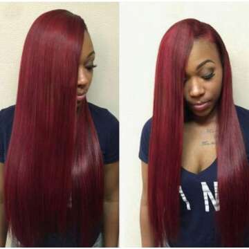 Burgundy Silk Straight Human Hair Wigs Glueless 360 Lace Frontal Hair 150% Density Pre Plucked Hair for Black Women by Estelle Wig (12inch, 360 wig)